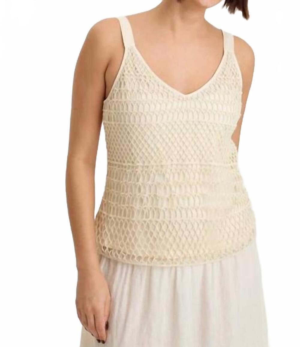 NEW XCVI shire jersey-lined crochet tank in toasted almond